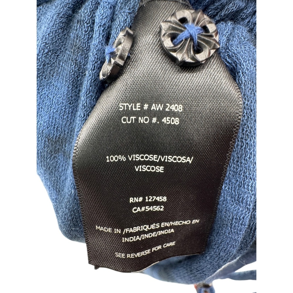 Affliction Blue Black Tie Dye Ruched Drawstring Asymmetrical Tee Dress M - Picture 5 of 9
